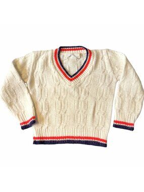 ‘Little Pickwick’ VTG Size 3 Nordic Baby Tennis Sweater Knit 1960s Red Cottage